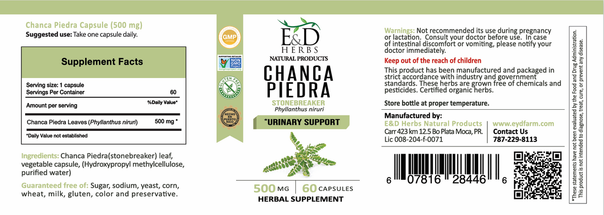 Chanca Piedra (60 Cápsulas) – E&D Herbs Natural Products LLC.